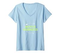 Barely Tolerable Mostly Harmless Cosmic Humor V-Neck T-Shirt, Women, Baby Blue, XL