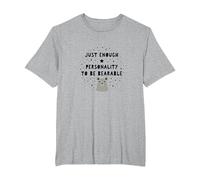 Barely Tolerable Personality Bear Humor Gift T-Shirt, Men's Big and Tall, Heather Grey, 6X Tall