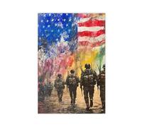 Bareronor American Warfare Abstract USA Canvas Poster Bedroom Decor Landscape Office Room Decor Gift 24" L X 36" W