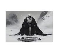 Bareronor Ancient Nordic Vigilance Viking Warrior Canvas Poster Bedroom Decor Landscape Office Room Decor Gift 8" L X 12" W