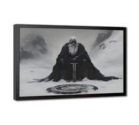 Bareronor Ancient Nordic Vigilance Viking Warrior Canvas Poster Bedroom Decor Landscape Office Room Decor Gift 16" L X 24" W