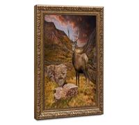 Bareronor Beautiful Deer Poster Canvas Poster Bedroom Decor Landscape Office Room Decor Gift 12" L X 18" W