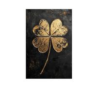 Bareronor Black Gold Abstract Clover Canvas Poster Bedroom Decor Landscape Office Room Decor Gift 8" L X 12" W