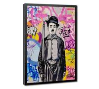 Bareronor Charlie Chaplin Graffiti Canvas Poster Wall Art Decor Print Picture Paintings for Living Room Bedroom Decoration 24" L X 36" W