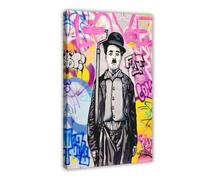 Bareronor Charlie Chaplin Graffiti Canvas Poster Wall Art Decor Print Picture Paintings for Living Room Bedroom Decoration 24" L X 36" W