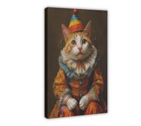 Bareronor Clown Portrait Cat Art Canvas Poster Wall Art Decor Print Picture Paintings for Living Room Bedroom Decoration 20" L X 30" W