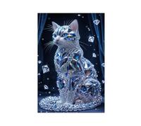 Bareronor Diamond Abstract Cat Canvas Poster Wall Art Decor Print Picture Paintings for Living Room Bedroom Decoration 20" L X 30" W