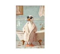Bareronor Fun Bathroom Duck Canvas Poster Wall Art Decor Print Picture Paintings for Living Room Bedroom Decoration 8" L X 12" W