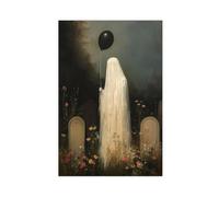 Bareronor Gothic Ghost Cemetery Canvas Poster Bedroom Decor Landscape Office Room Decor Gift 20" L X 30" W