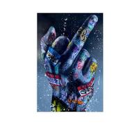 Bareronor Graffiti Rude Middle Finger Canvas Poster Bedroom Decor Landscape Office Room Decor Gift 24" L X 36" W