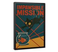 Bareronor Impawsible Mission Cat Canvas Poster Bedroom Decor Landscape Office Room Decor Gift 16" L X 24" W