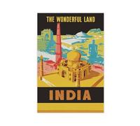 Bareronor Indian Vintage Taj Mahal Art Canvas Poster Bedroom Decor Landscape Office Room Decor Gift 16" L X 24" W