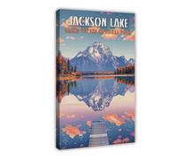 Bareronor Jackson Lake Canvas Poster for Office Decor Gift