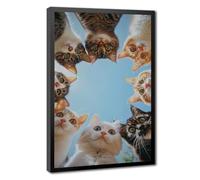 Bareronor Let's All Gather Round to Watch The Abstract Cat Canvas Poster Bedroom Decor Landscape Office Room Decor Gift 8" L X 12" W