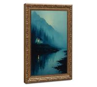 Bareronor Lonely Mountain Cabin in The Mist Canvas Poster Bedroom Decor Landscape Office Room Decor Gift 20" L X 30" W