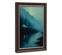 Bareronor Lonely Mountain Cabin in The Mist Canvas Poster Bedroom Decor Landscape Office Room Decor Gift 24" L X 36" W