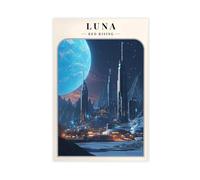 Bareronor Luna Poster Red Rising Canvas Poster Wall Art Decor Print Picture Paintings for Living Room Bedroom Decoration 12" L X 18" W