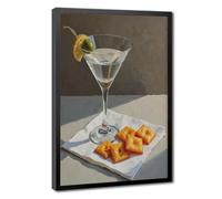 Bareronor Martini And Cheese Crackers Canvas Poster Wall Art Decor Print Picture Paintings for Living Room Bedroom Decoration 12" L X 18" W
