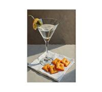 Bareronor Martini And Cheese Crackers Canvas Poster Wall Art Decor Print Picture Paintings for Living Room Bedroom Decoration 20" L X 30" W