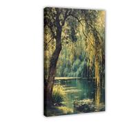 Bareronor Printable Weeping Willow Canvas Poster Bedroom Decor Landscape Office Room Decor Gift 8" L X 12" W