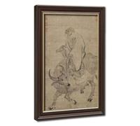 Bareronor Rare Ming Laozi Riding Ox Canvas Poster Bedroom Decor Landscape Office Room Decor Gift 16" L X 24" W
