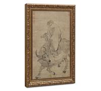 Bareronor Rare Ming Laozi Riding Ox Canvas Poster Bedroom Decor Landscape Office Room Decor Gift 8" L X 12" W
