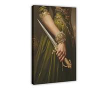 Bareronor Regal Woman with Dagger Canvas Poster Bedroom Decor Landscape Office Room Decor Gift 8" L X 12" W