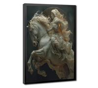 Bareronor Renaissance White Horse Canvas Poster Bedroom Decor Landscape Office Room Decor Gift 16" L X 24" W