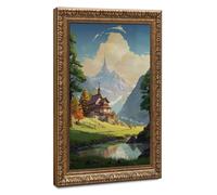 Bareronor Riverside View House Canvas Poster for Bedroom Decor Gift