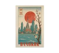 Bareronor Thai Temple Cityscape Canvas Poster for Dorm Room Decor Gift