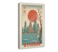 Bareronor Thai Temple Cityscape Canvas Poster for Living Room Decor Gift