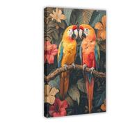 Bareronor Two Parrots Poster Canvas Poster Bedroom Decor Landscape Office Room Decor Gift 8" L X 12" W