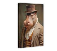 Bareronor Victorian Hippo Canvas Poster Bedroom Decor Landscape Office Room Decor Gift 12" L X 18" W