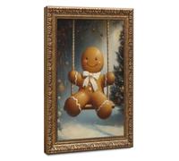 Bareronor Vintage Gingerbread Man Xmas Canvas Poster Bedroom Decor Landscape Office Room Decor Gift 8" L X 12" W