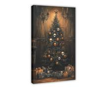 Bareronor Vintage Gothic Christmas Tree Canvas Poster for Home Decor Gift