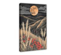 Bareronor Vintage Moon Mountains Canvas Poster for Office Decor Gift