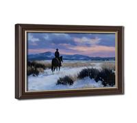 Bareronor Western Rider at Snowy Dawn Canvas Poster Bedroom Decor Landscape Office Room Decor Gift 16" L X 24" W
