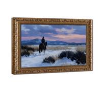 Bareronor Western Rider at Snowy Dawn Canvas Poster Bedroom Decor Landscape Office Room Decor Gift 8" L X 12" W