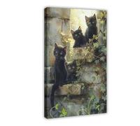 Bareronor Where Has The Art Cat Gone Canvas Poster Bedroom Decor Landscape Office Room Decor Gift 12" L X 18" W