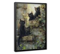 Bareronor Where Has The Art Cat Gone Canvas Poster Bedroom Decor Landscape Office Room Decor Gift 8" L X 12" W