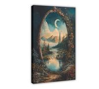 Bareronor Whimsical Mirror World Digital Canvas Poster Wall Art Decor Print Picture Paintings for Living Room Bedroom Decoration 24" L X 36" W