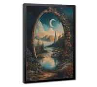 Bareronor Whimsical Mirror World Digital Canvas Poster Wall Art Decor Print Picture Paintings for Living Room Bedroom Decoration 12" L X 18" W