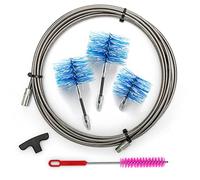 BARETTO Pellet Stove Cleaning Kit, Stainless Steel Extension 9 Metres for Cleaning Flue Pipes with 90° Bend, Brush, Handle, 2 Flex Nylon Brushes 80 mm and 100 mm and 1 Standard 120 mm (9 M)