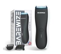 BAREWIZE Body Hair & Pubic Hair Trimmer for Men | Waterproof, USB-C Rechargeable, LED Light, Replaceable Ceramic Blade, Electric Ball Shavers, Manscape Kit, Mens Personal Groomer (Raven Black)