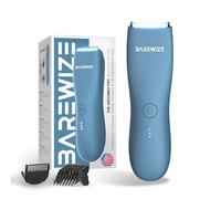 BAREWIZE Body Hair & Pubic Hair Trimmer for Men & Women, Painless Electric Body & Bikini Shaver | Waterproof, Type-C Rechargeable, LED Light, Replaceable Blade, Manscape Personal Groomer (Denim Blue)