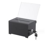Barfeery 1 PCS Donation Box with Lock Ballot Box with Sign Holder Suggestion Box Acrylic Black for Fundraising, Donation