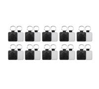 Barfeery 20 Piece Glitter PU Leather Keychain Heat Transfer Keyring Sublimation Blank Square Black