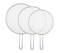 Barfeery 3PCS Splatter Screen Mesh Pot Lid Cover Silver Oil Frying Pan Lid Cooking Tools 25/29/33Cm