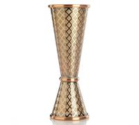 Barfly 25 ml x 50 ml Diamond Lattice Etch Japanese Style Jigger, Antique Copper