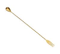 Barfly Bar Spoon with Fork End, 15 3/4" (40.0 cm), Gold Plated, Stainless Steel, 39.88 x 2.54 x 1.27 cm